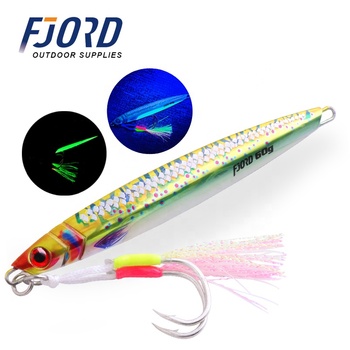 FJORD 100g 150g 200g Metal Jig With Glow UV Hook Fishing Lure Jig Fishing Spinning Sea Sparks River Saltwater Fishing Supplies